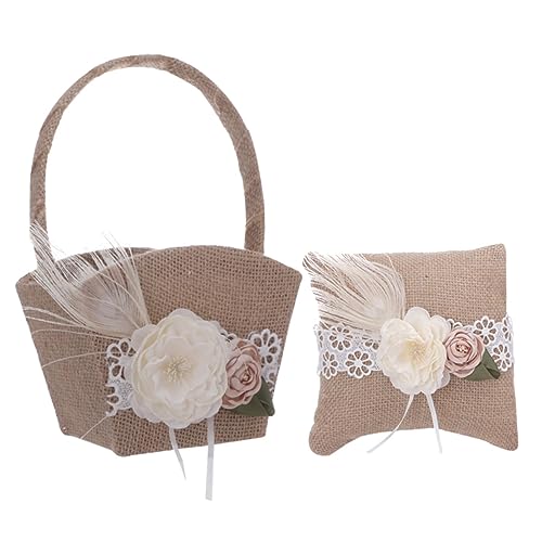 CAXUSD 1satz Hochzeitsset Ringkissen Für Hochzeitsringe Und Blumenmädchen Korb Dekoratives Ringkissen Und Blumenkorb Für Zeremonie Mit Spitze CAXUSD 1satz Hochzeitsset Ringkissen Für Hochzeitsringe Und Blumenmädchen Korb Dekoratives Ringkissen Und Blumenkorb Für Zeremonie Mit Spitze von CAXUSD