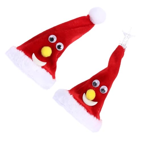 CAXUSD 2 Stk Schaukelnde Weihnachtsmütze Weihnachtsmann-cosplay-accessoire Weihnachtsparty Gefallen Weihnachtsmütze Aus Plüsch Dekor Elektrisch Rot Das Haustier Partyhut von CAXUSD