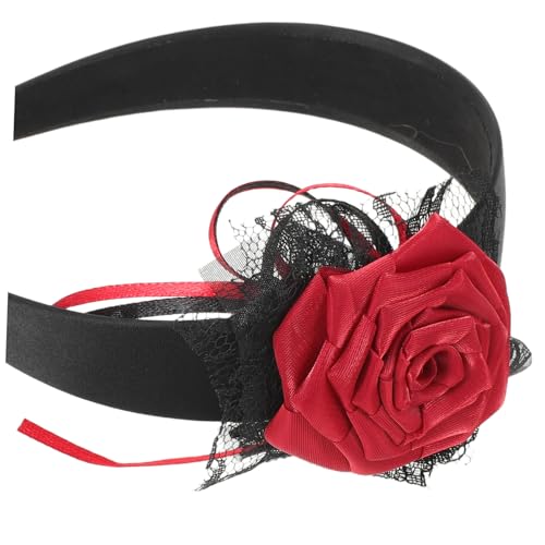 CAXUSD 2 Stück Gothic Haarreif Teilig mit Stabiler Passform Rutschfestes Rosen Blumen Stirnband für Frauen für Halloween Ghost Bride und Cosplay Langlebiges Haarschmuck von CAXUSD