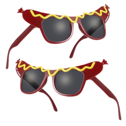CAXUSD 2 Stück Hot-Dog-Spielzeuggläser Brille im einzigartigen Stil Trinken Wein lustige Kette faschingsbrille hochzeitsbrille Party-Foto-Requisite Foto -Requisiten Abs Brown von CAXUSD