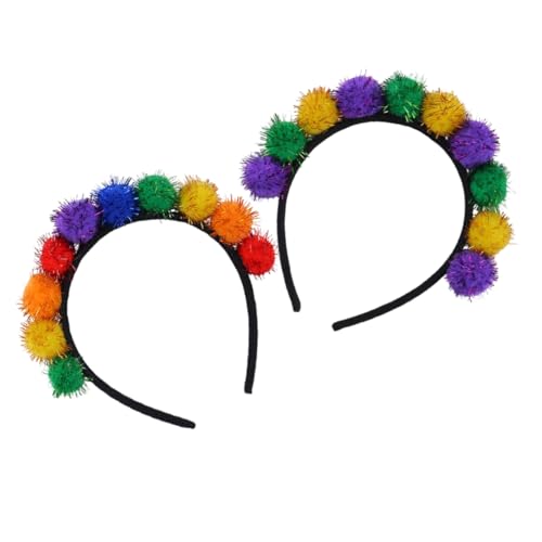 CAXUSD 2 Stück Karneval Stirnband Bommel Haarband Stirnband Für Karneval Feier Haarband Flauschiger Haarreif Bommel-party-stirnband Karneval Kopfschmuck Dekorativer Haarreif Haarball von CAXUSD