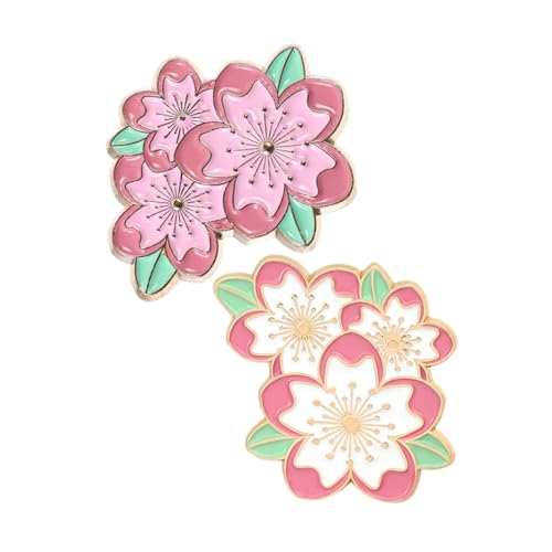 CAXUSD 2 Stück Kirschblüte Brosche Broschen Für Mädchen Schalnadeln Für Damen Schmucknadeln Anstecknadel Brosche Blume Broschennadeln Blumennadeln Für Kleidung Rosa Zinklegierung von CAXUSD