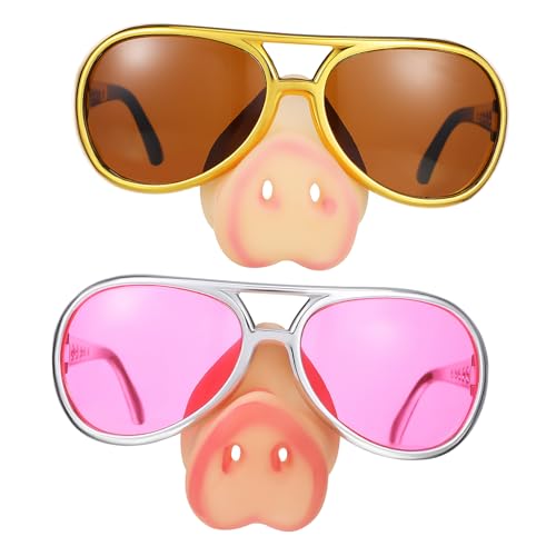CAXUSD 2 Stück Lustige Schweinenase Spielzeugbrille für Kunststoff in Gold und Sichere Partybrille für Halloween Kostümzubehör Cosplay und Geburtstagsfeiern von CAXUSD