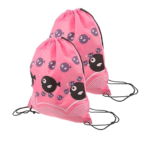 CAXUSD 2 Stück Rucksäcke mit Kordelzug Gepäck Turnbeutel mit Kordelzug Netz turntasche aufbewahrungstasche wasserdichte tasche Rucksack für Männer Frauen Tasche mit Kordelzug Oxford Rosa von CAXUSD