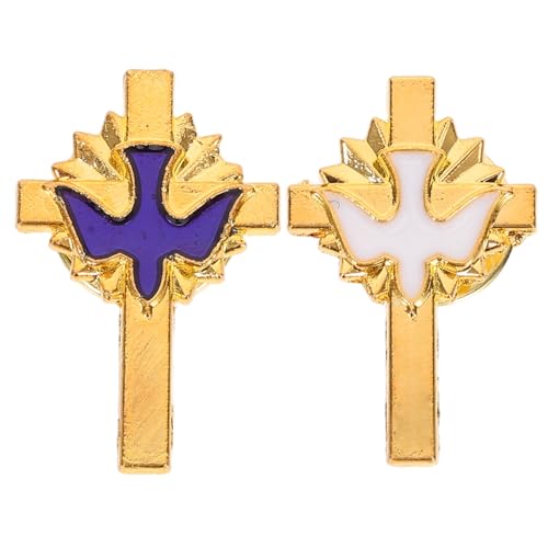 CAXUSD 2 Stück Vogel Brosche Broschen Und Anstecknadeln Für Damen Erstkommunion-anstecknadel Kreuzung Für Taufdekorationen Vintage-pins Taufschmuck Für Mädchen Anzugnadeln Zinklegierung von CAXUSD