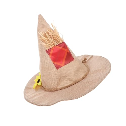 CAXUSD 2 Stücke Scarecrow Cosplay Hut mit Sonnenblumen-design Hexenhut Halloween Kostüm Zubehör Vielseitig für Hexen- Zauberer Vogelscheuchen-party im Herbst für Halloween und von CAXUSD