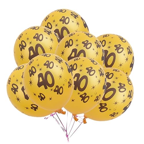 CAXUSD 20 Stück 12 Nummer 40 Ballons Luftballons Aus Aluminiumfolie Folienballons Aufhängen Runde Folienballons 40 Geburtstagsballons Konfetti-luftballons Golddekor Latexball von CAXUSD