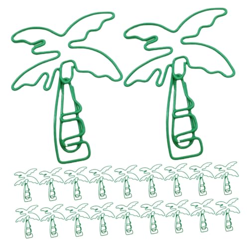 CAXUSD 20 Stück Kokosnusspapierclip Papierclips für Büro- und Schulnutzung süße Büroklammer Schreibwarenclips Binder Büroklammer süße Papierklammern für Hochzeit Memo -Clips Metall Green von CAXUSD