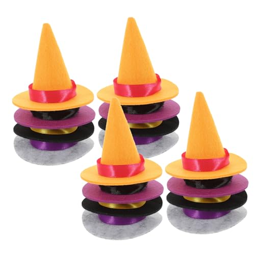 CAXUSD 20 Stück Mini Hexenhüte für Weinflaschen Teiliges Schwarz und Orange Halloween Dekoration für Partys DIY und Puppenhäuser von CAXUSD