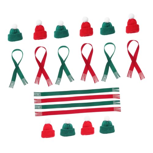 CAXUSD 20 Stück Niedliche Strickmützen und Schals für Diy Dekorationen Weihnachtsmannmützen Kleine Schneemannkappen für Bastelprojekte von CAXUSD