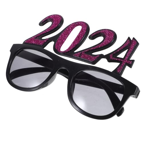 CAXUSD 2024 Bunte Gläser Kunststoff-Schnapsgläser Buntes Dekor Zahlengläser Neujahrsparty-Brillen Farbige Abschlussfeier-Brillen Rosige Ac-Linse Pc-Rahmen Modellier-Sonnenbrille von CAXUSD
