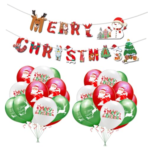 CAXUSD 23 Stück 12 Frohe Weihnachten-Banner-Luftballons weihnachtsfeier luftballons weihnachtliche dekorative Luftballons Weihnachtsfeierdekorationen einstellen dekorative Gegenstände von CAXUSD