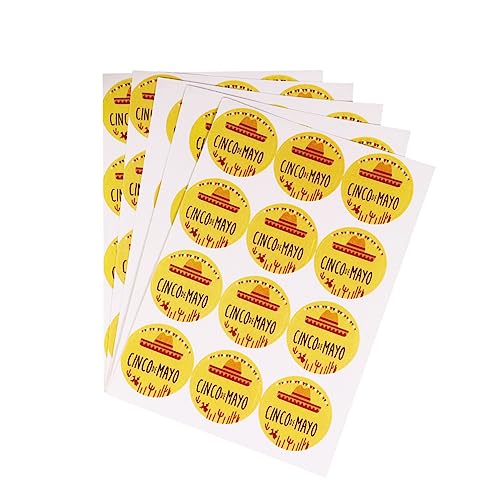 CAXUSD 24 Blatt Mexiko Siegeletikett personalisierte sticker personalisierte aufkleber schokoladenverpackung stickers runder Taschenaufkleber Dichtungsaufkleber für Cinco de Mayo Yellow von CAXUSD