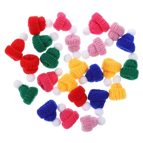 CAXUSD 24 Stücke Mini Stricken Hüte Weihnachten Garn Weihnachten Figurine DIY Kunst Liefert DIY Mini Stricken Hüte von CAXUSD