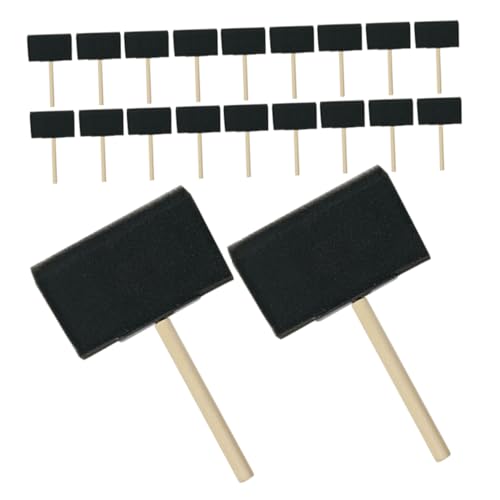 CAXUSD 25 Stück Teiliges Schwammpinsel Holzgriff Wiederverwendbare Schwarze Flache Schaumstoffpinsel für DIY Malen Geeignet für Acryl- Tempera Plakatfarben Ergonomisch und Waschbar von CAXUSD