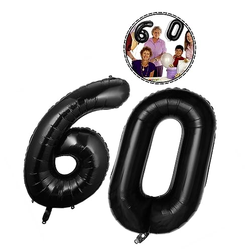 CAXUSD 2St Digitaler Aluminiumfolienballon Ballons zum 60-jährigen Jubiläum Ballons mit Aluminiumbeschichtung Zahlenballons Luftballons Dekor hochzeitsdeko schwarzer Ballon für die Party von CAXUSD