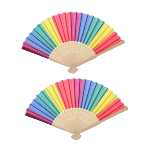 CAXUSD 2stücke Regenbogen-faltfächer Party-fächer Farbenfrohe Handfächer Für Sommer Feiern Und Dekoration Leicht Und Tragbar von CAXUSD