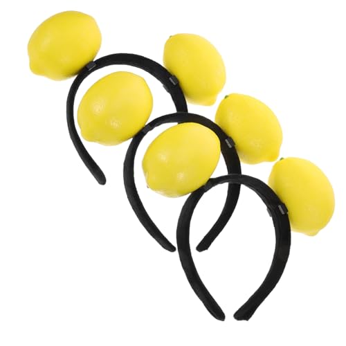 CAXUSD 3 Stück Teiliges Zitronen Stirnband Leichtes Lustiges Haarband mit Früchte Motiv Bequemes Party und Cosplay Haaraccessoire Vielseitig für Geburtstage und Themenveranstaltungen von CAXUSD