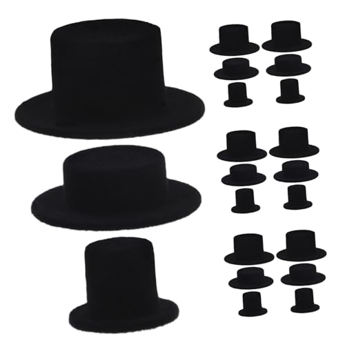 CAXUSD 30 Stück Teiliges Mini Top Hat Schwarze Flauschige Clownsmützen in Groß Mittel Klein DIY Bastelmaterial für Puppen Schneemann deko und Kreative Handwerksprojekte von CAXUSD