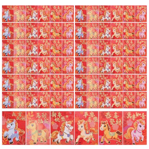 CAXUSD 300 Stück Rote Umschläge für Chinesische Neujahr Kreative Hong Bao mit Pferdemotiv für Festlichkeiten und Geldgeschenke zum Frühlingsfest CAXUSD 300 Stück Rote Umschläge für Chinesische Neujahr Kreative Hong Bao mit Pferdemotiv für Festlichkeiten und Geldgeschenke zum Frühlingsfest von CAXUSD
