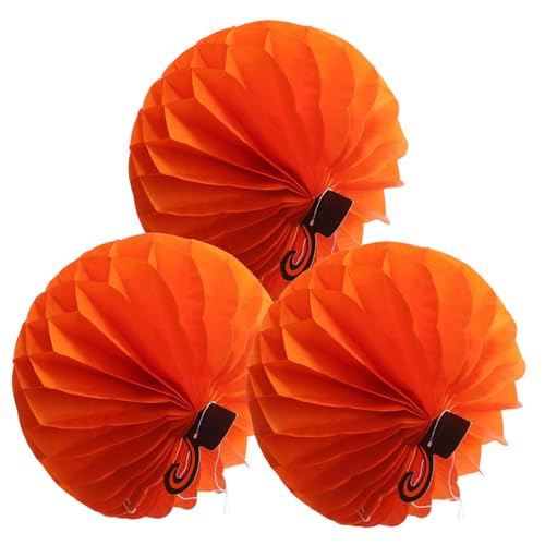 CAXUSD 3stücke Halloween Kürbis Waben-Laternen Hängende Dekoration Für Festlichkeiten Originelle Honeycomb Lanterns Für Zuhause Garten Und Partys von CAXUSD