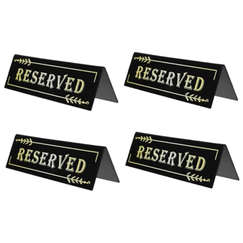 CAXUSD 4 Stück Acryl Reserved Card Teiliges Doppelseitige Reserviert Schilder für Restaurant Hochzeit Party Konferenzraum Tischaufsteller Stabiles Platzsparendes Design von CAXUSD