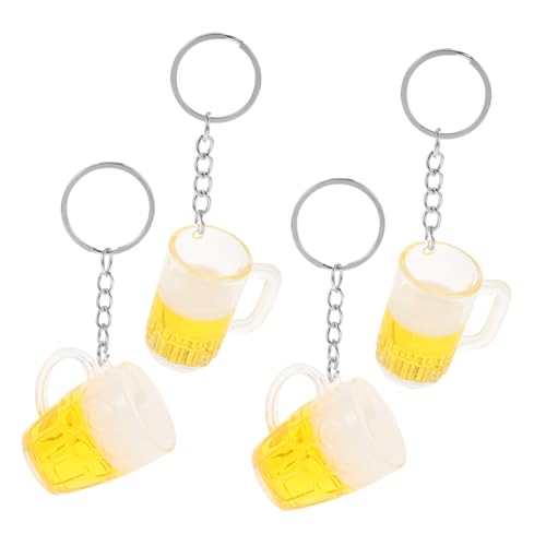 CAXUSD 4 Stück Bier-Schlüsselanhänger Flaschenöffner Bierkrug Pint-Gläser bier schlüsselanhänger Bier Dekoration für Taschen Rucksackanhänger Schöner Bierbecher-Schlüsselanhänger Plastik von CAXUSD
