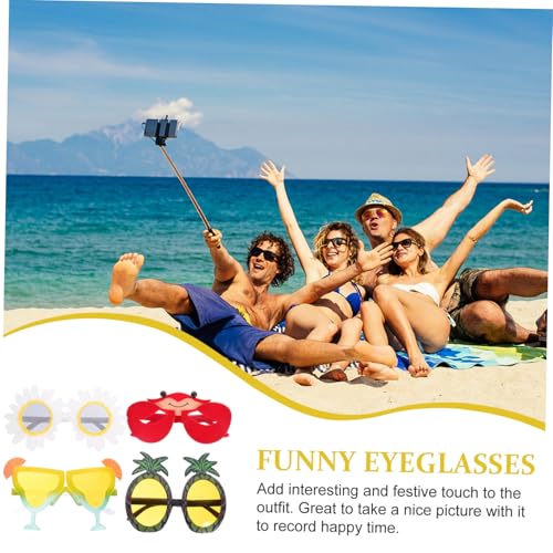 CAXUSD 4 Stück Hawaiian Partybrillen Lustige Luau Sonnenbrillen aus Abs Leicht Tragbar für Strand Foto Requisiten Tropical Pool Party Accessoires von CAXUSD