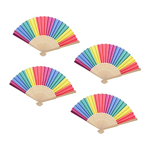 CAXUSD 4 Stück Klappfächer aus Regenbogen Design Faltbare Fächer für Tanz Partys Hochzeiten und Kreative Fotorequisiten CAXUSD 4 Stück Klappfächer aus Regenbogen Design Faltbare Fächer für Tanz Partys Hochzeiten und Kreative Fotorequisiten von CAXUSD