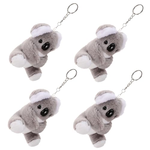 CAXUSD 4 Stück Koala-Schlüsselanhänger Koala plüschtier Koala schlüsselanhänger Tierpuppenanhänger Auto Schlüsselanhänger Plüsch-Schlüsselanhänger Plüschanhänger PP Baumwolle Light Grey von CAXUSD