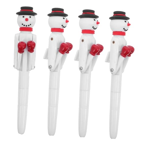 CAXUSD 4 Stück Schneemann Kugelschreiber mit Boxarmen Weihnachts-gelschreiber Stressabbauender Schreibstift Interaktives Party- für Xmas Praktisch und Handlich Glatte Tinte von CAXUSD
