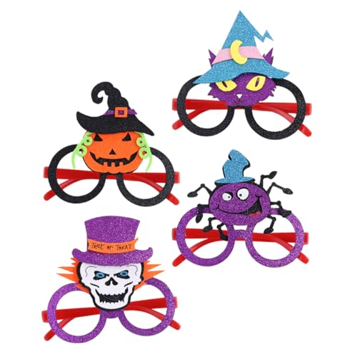 CAXUSD Halloween Brillen Set 4 Stücke Lustige Gläser Schädel Katze Kürbis Kostüme Für Party von CAXUSD