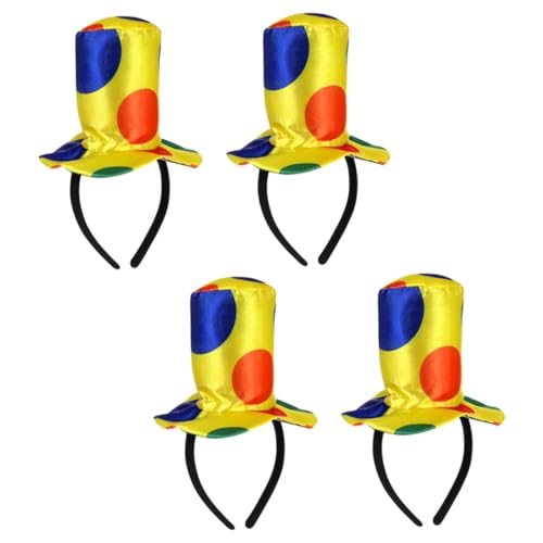 CAXUSD 4 Stück Teiliges Clown Hut Stirnband Leichtes Karneval Kostüm Haarreif für Erwachsene und Bequemes Halloween Party Zubehör für Fasching Cosplay und Rollenspiele von CAXUSD