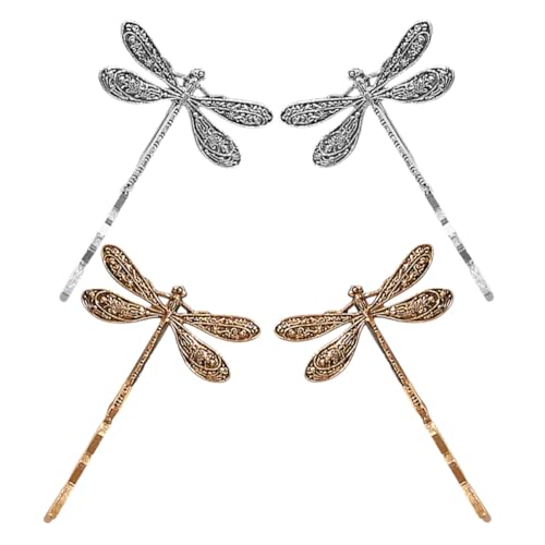CAXUSD 4 Stück Teiliges Libellen Metall Haarklammern Vintage Haarspangen für Damen und Mädchen Ersatzclips für Alltag und Besondere Anlässe in Silber und Gold CAXUSD 4 Stück Teiliges Libellen Metall Haarklammern Vintage Haarspangen für Damen und Mädchen Ersatzclips für Alltag und Besondere Anlässe in Silber und Gold von CAXUSD