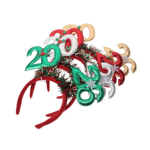CAXUSD 4 Stück Teiliges Year Haarreifen mit Glitzer Schneeflocken Beeren Stirnband in Rot Gold Grün Silber Leichtes Flexibles Party-accessoire für Silvester Festliche Dekoration und Foto von CAXUSD