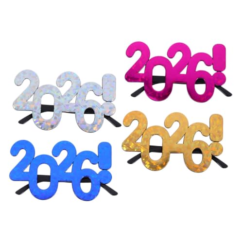 CAXUSD 4 Stück lustige Brille Neujahrsfeierbrille Selfie-Brille Zahlen-Party-Brille Partynummer Brille Plastikgläser des Frohe Silvester-Gläser Party Sonnenbrille Stk von CAXUSD