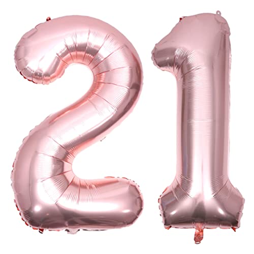 CAXUSD 40 21 Foto-Requisiten Buchstaben Heliumballons Dekorationen zum 21-jährigen Jubiläum Briefballon Nummer Fotobanner hochzeitsdeko Luftballons Zahlenballons Partyballons große Zahlen von CAXUSD