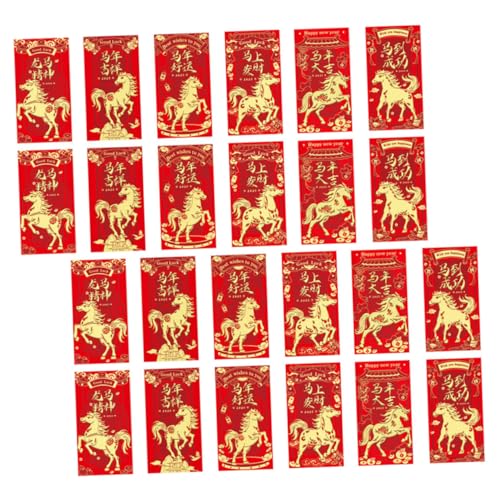 CAXUSD 48 Stück Jahr des Pferdroten Pakets Mondjahr rote Umschläge Jahr des Pferdeumschlags Frühlingsfest Fengshui Hongbao Mond Neujahrsgeldumschläge Geldumschlag für Papier von CAXUSD