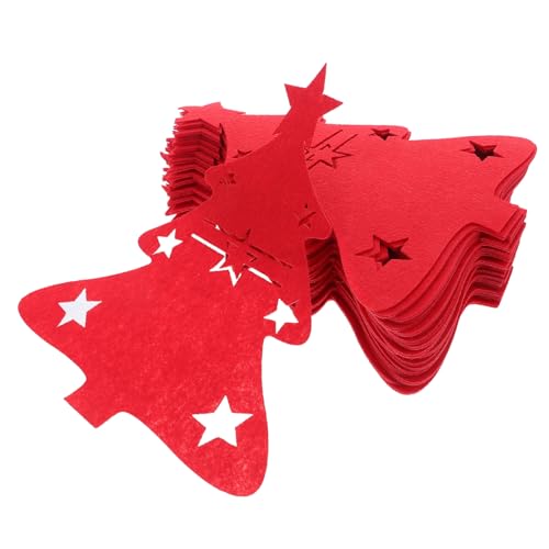 CAXUSD 48 Stück Teiliges Bestecktaschen aus Filz mit Weihnachtsbaum Stabile und Weiche Besteckhalter für Gabeln und Löffel Praktische Tischdeko für Festliche Weihnachtsfeiern von CAXUSD