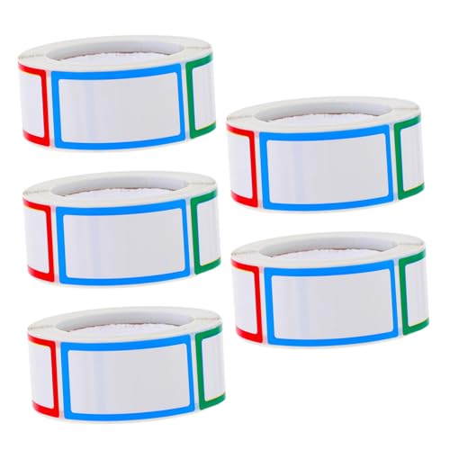 CAXUSD 5 Rollen Bunte Selbstklebende Blanko Etiketten für Flaschen und Vorratsdosen Multifunktionale Aufkleber zum Beschriften und Ordnen von Gewürzen Küche Büro und Haushalt von CAXUSD