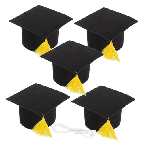 CAXUSD 5 Stück Filzstoffabschlusshut Abschluss Mittelstücke Miniatur -grad -hüte Mini -abschlusskappen Abschlusskappe Für Blumenstrauß Abschlussfeierhüte Abschlusskappe Aus Filz Black von CAXUSD