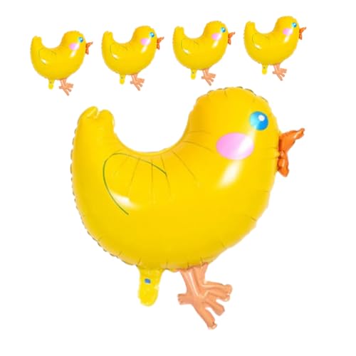 CAXUSD 5 Stück Großer gelber Hühnerballon Dekorationen mit Nutztieren Luftballons mit Nutztieren Lustige Luftballons Gelbe Folienballons frühlingsdeko Partydekorationen Kinderpartyballons von CAXUSD