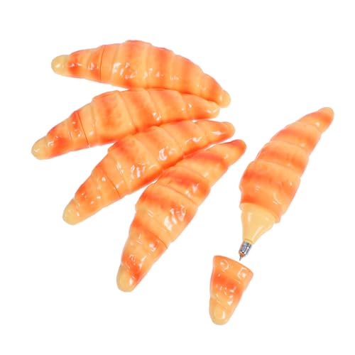 CAXUSD 5 Stück Simulierter Brotballpoint -Stift kleine Kugelschreiber Lebensmittelförmiger Kugelschreiber Backwallpoint Stift Brot geformter Kugelschreiber Kawaii-Stifte Plastik Orange von CAXUSD