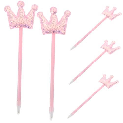 CAXUSD 5 Stück Teiliges Glitzer-kugelschreiber mit Prinzessin-krone Glatte Schreibfunktion Komfortabler Griff für Frauen Schüler Halloween-partys und Bürobedarf von CAXUSD