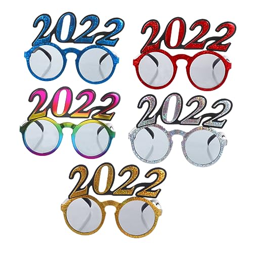 CAXUSD 5st Lustige Partybrille Sonnenbrille 2022 Parteizubehör Für Erwachsene 2022 Glitzerkartenbrille Neuheitsbrille Für Erwachsene Hochzeitsbrille Neon-accessoires Krippendekor Stk von CAXUSD