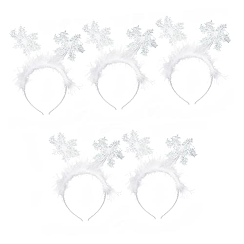 CAXUSD 5St Weihnachts-Schneeflocke-Stirnband Schneeflocken Stirnband Weihnachtsstirnband weihnachtsdeko Japanisch und Koreanisch Kopfbedeckung Partybedarf schmücken Stoff Weiß von CAXUSD