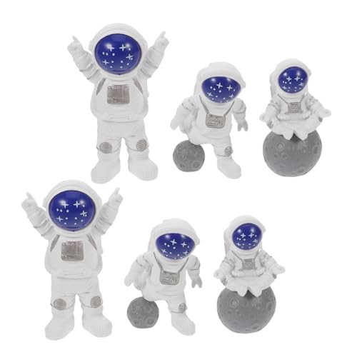 CAXUSD 6 Stück Astronaut Mini Figuren Tortendeko aus Resin Farbige Weltraum Cake Toppers für Geburtstagsfeiern Wiederverwendbare Raumfahrer Deko für Weltraum Motto Party von CAXUSD
