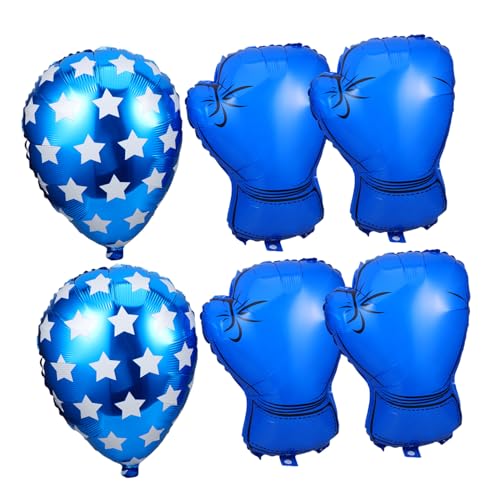 CAXUSD 6 Stück Boxhandschuhe Luftballons junge geburtstag dekore Boxausrüstung Babypartyballons Box-Party-Gefälligkeiten Wrestling Party Supplies Boxpartyballons Aluminiumfolie Blau von CAXUSD