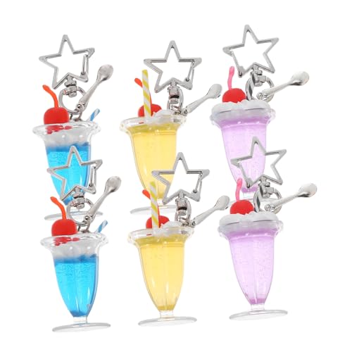 CAXUSD 6 Stück Eiscreme -tasse Hängedekoration Kawaii Keychain Geldbeutel-anhänger Dessert-schlüsselanhänger Taschenschlüsselkette Charme Für Brieftasche Rucksack-zubehör Anhänger Pvc von CAXUSD