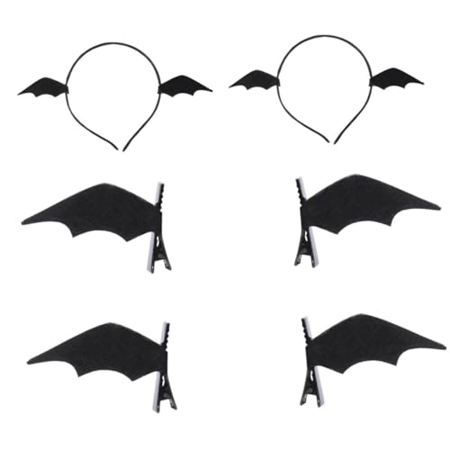 CAXUSD 6 Stück Fledermausflügel Haarspange Fledermausohren Stirnband Fledermausohren Für Stirnbänder Fledermausflügel Kostüm Lustig Gothic Haarspangen Fledermäuse Black Plastik von CAXUSD